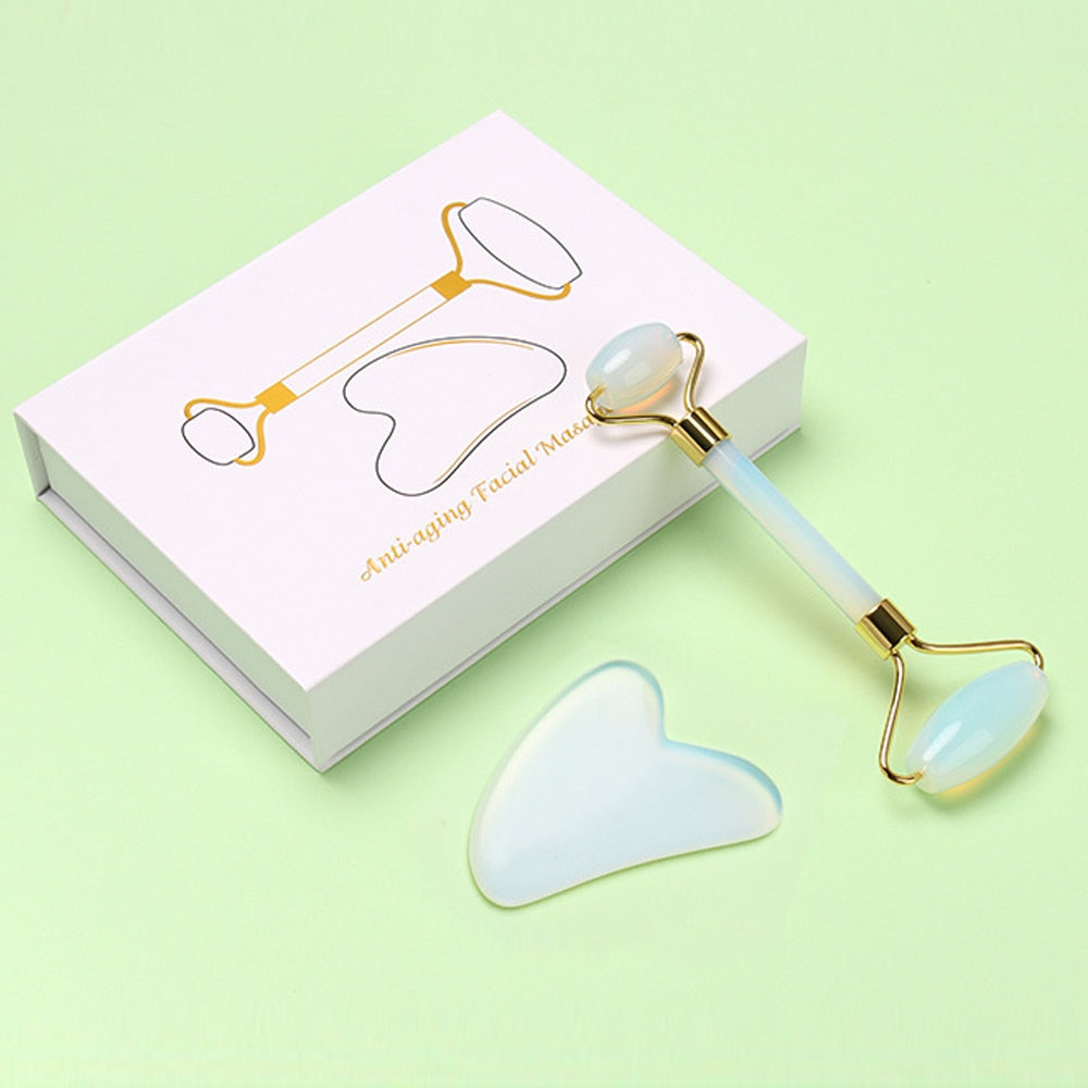 Nature Jade Facial Massage Roller 2pc