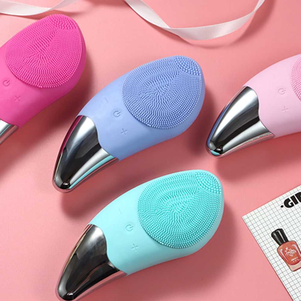 Mini Electric Facial Cleansing Brush – Silicone Sonic Deep Pore Cleaner